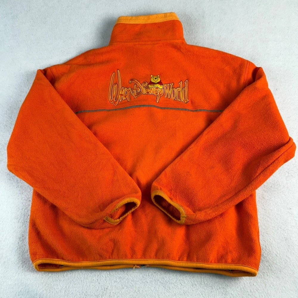Walt Disney World Kids Orange Fleece Jacket Winnie the Pooh Full Zip Large
